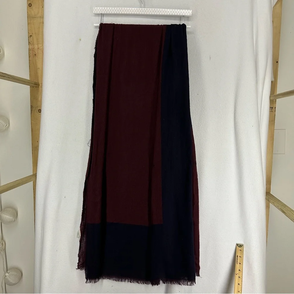 Cashmere Scarf Wide Maroon Navy Blue Men’s